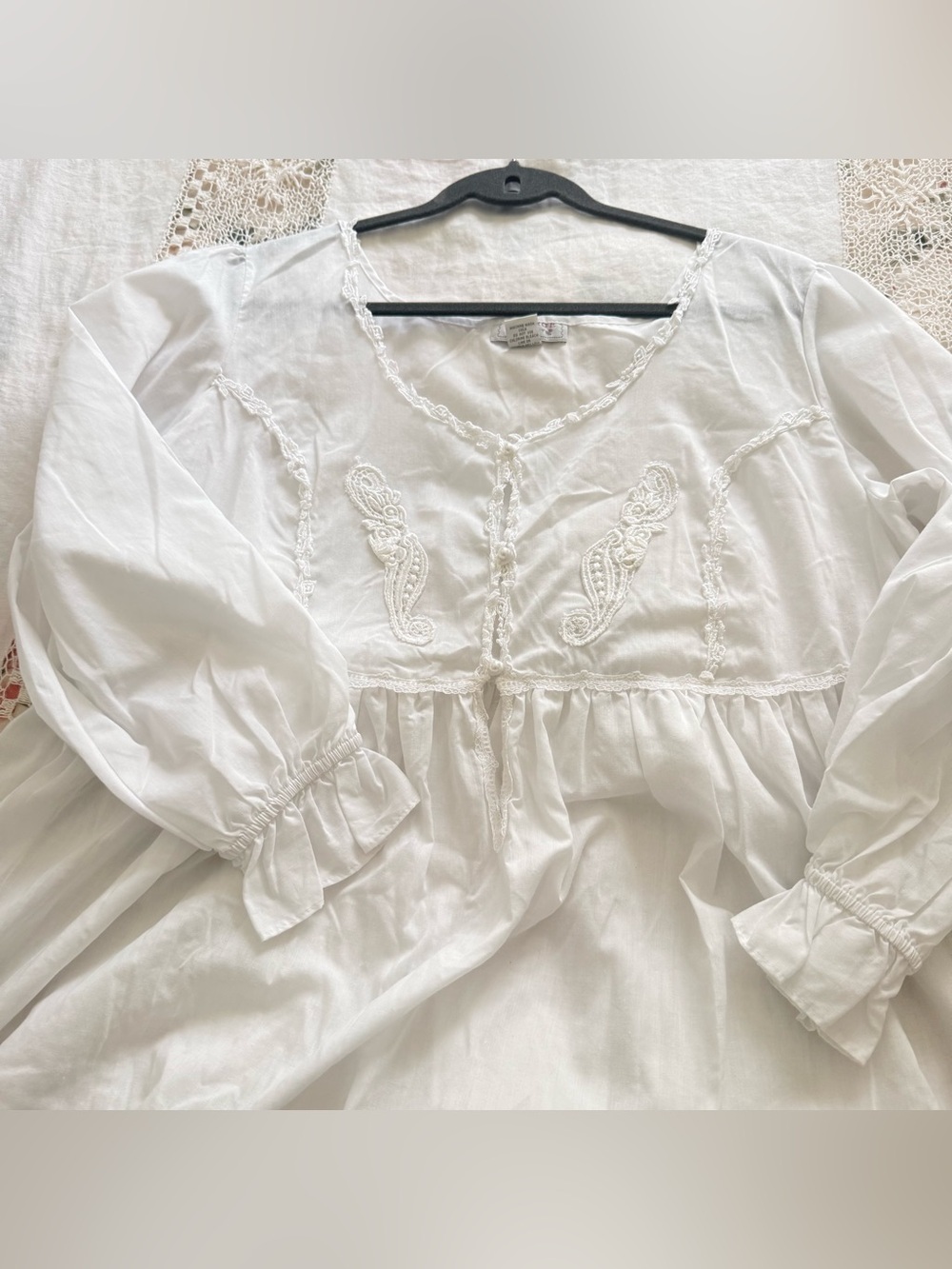 Vintage Solange Country White Cotton Blend Prairie Nightgown 18/20 Cottagecore
